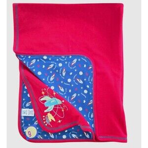 New Vintage Gymboree Baby Blanket Out Of Sight Red Blue Rocket Atomic Retro NWT